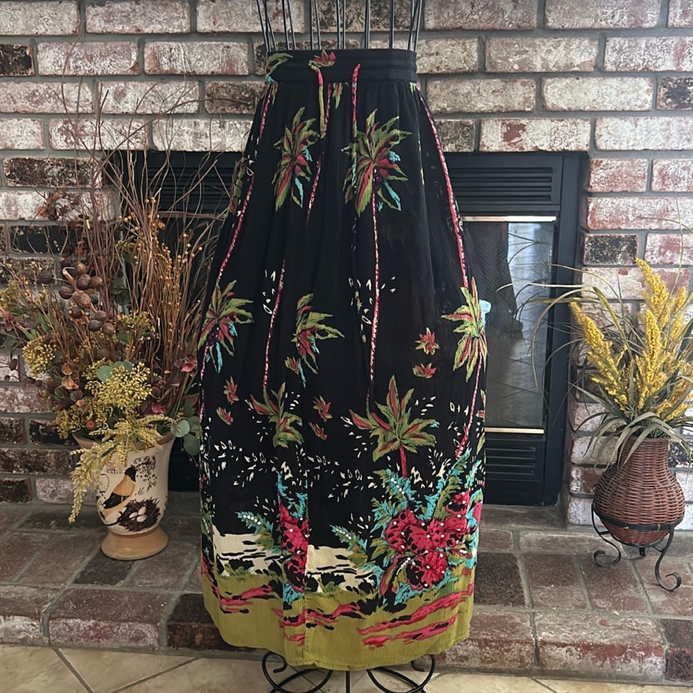 White Stag Women’s Boho Midi Skirt With Drawstring Sz 18w/20w